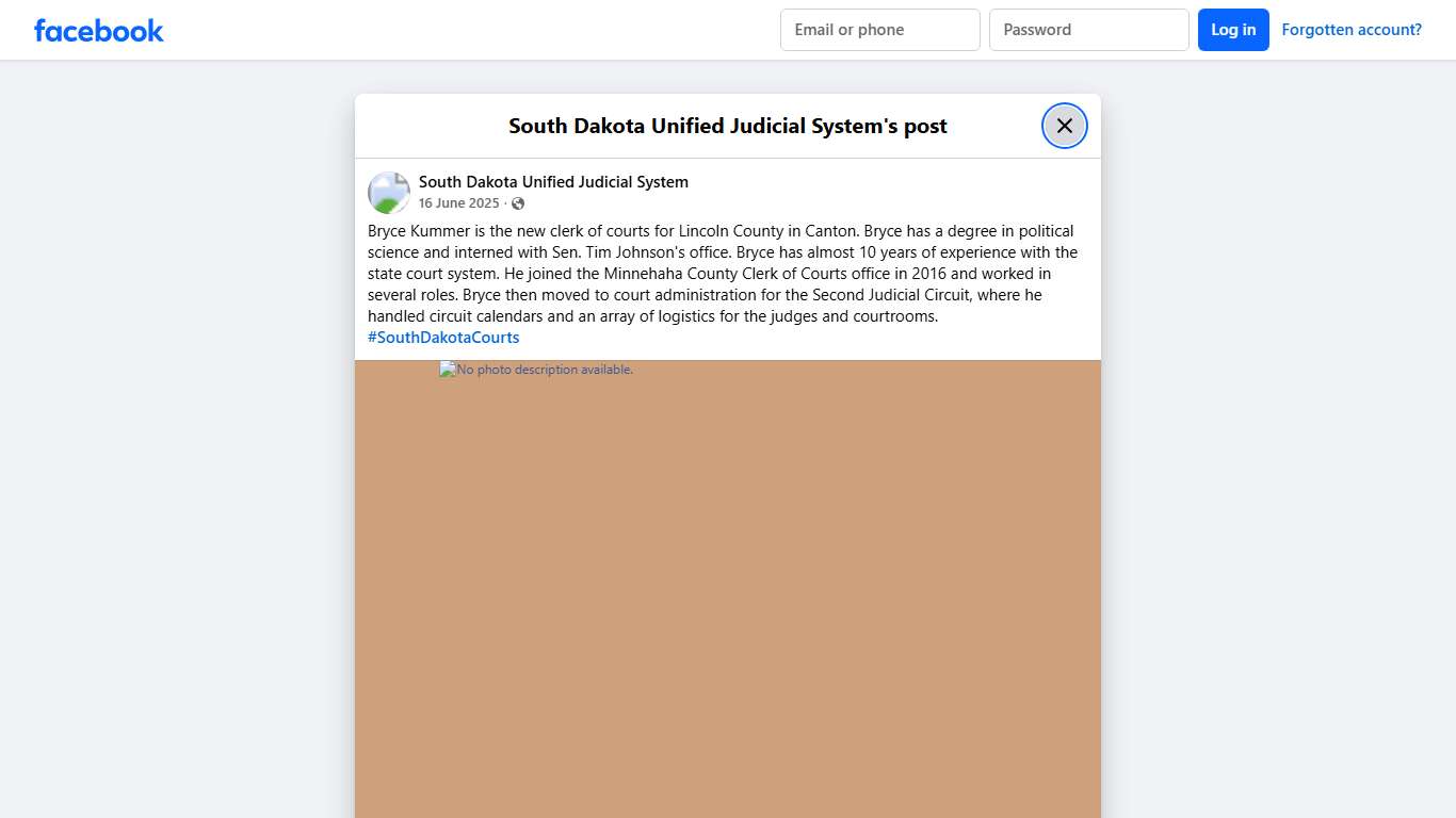 Bryce Kummer is the... - South Dakota Unified Judicial System | Facebook