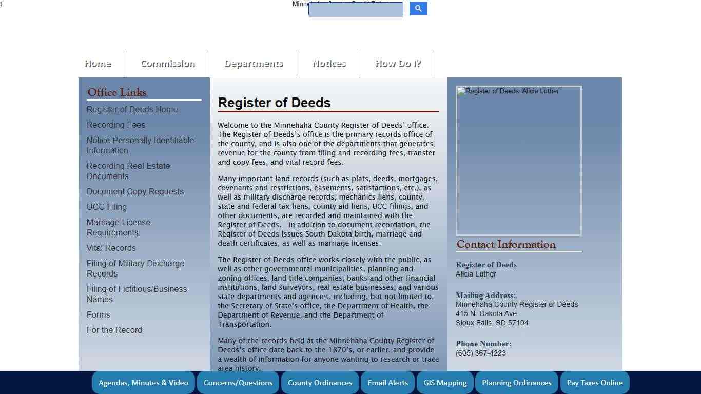 Minnehaha County, South Dakota Official Website - Register of Deeds